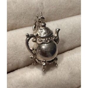 Sterling Silver Mini Teapot Charm Pendant 925 Vintage Tea Pot Jewelry 2.7g